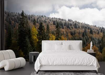 autumn forest in the mountains Wall mural