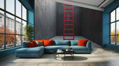 Long red ladder to goal target business concept . 3D rendering. Wall mural