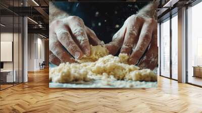 Male hands forming dough for baking cookies Wall mural