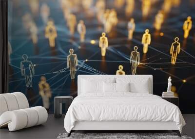 professional social network concept connected human figures representing business relationships and networking Wall mural