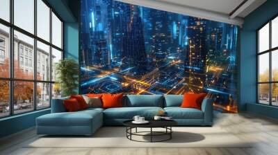 smart city artificial intelligence technology background Wall mural