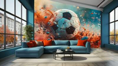 soccer ball in action ai generated art Wall mural