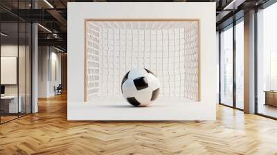 soccer ball on goal with net on white background. Wall mural