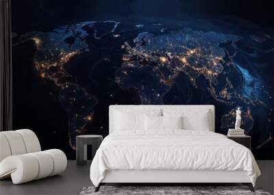 World map. global social Network technology concept Wall mural