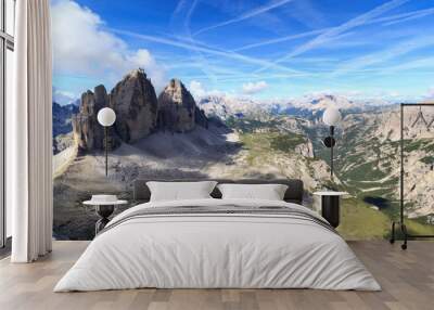 Mountain Drei Zinnen and Sexten Dolomites panorama in South Tyrol, Italy Wall mural