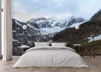 Mountain snow panorama with glacier Taschachferner in Tyrol Alps, Austria Wall mural