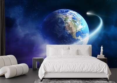 comet moving passing planet earth Wall mural