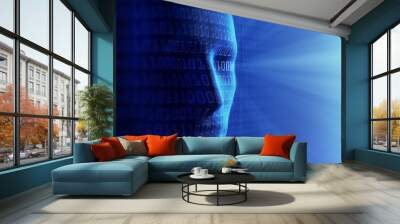 Conceptual background- Artificial intelligence / humans and cybe Wall mural