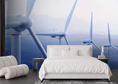 wind turbines with distant mountains Wall mural