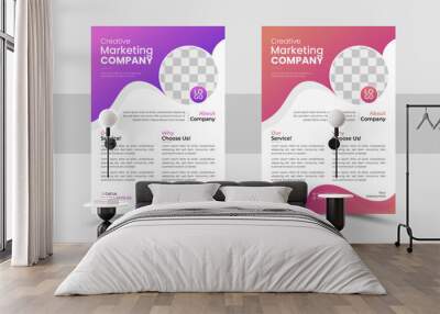  a bundle of 2 templates of different colors a4 flyer template, Creative corporate & abstract business flyer, vector template design.
 Wall mural