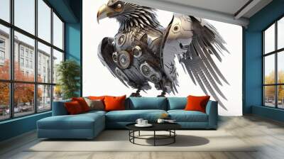 Eagle from car engine parts isolated on white Wall mural