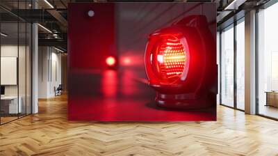 3d render red emergency flasher with volume light Wall mural