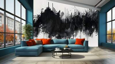 a black waveform on a white background Wall mural