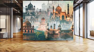 a collage of famous buildings in india Wall mural