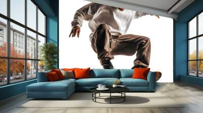 a man riding a skateboard isolated on transparent ,man playing skateboard png , Wall mural