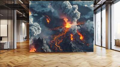 a volcanic eruption Wall mural