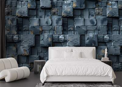 A wall made of gray blocks with a gray background Wall mural