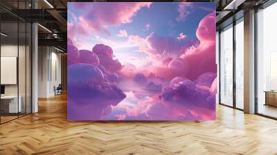 Abstract fantasy landscape purple Cumulus clouds aesthetic background Wall mural