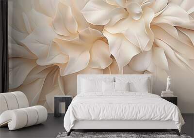 Abstract wallpaper illustration in soft cream colors with a floral pattern 4K Wall mural