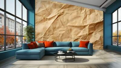 An antique aesthetic emerges from a cream-colored paper with a rustic, retro, and grunge style, resembling crumpled brown parchment, providing a natural textured pattern suitable for a blank canvas Wall mural