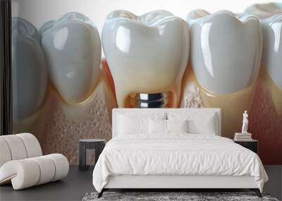 Anatomy of healthy teeth and tooth dental implant in human dentura. Wall mural