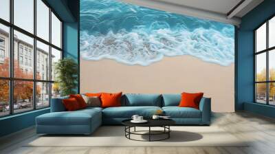 beautiful sandy beach and soft blue ocean wave Wall mural