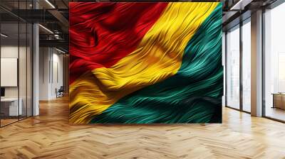 Black History Month banner, vibrant textile texture, red yellow green and black paint flag color background. Juneteenth Freedom Day Celebration, african liberation day concept. Wall mural