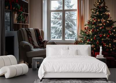 Christmas cozy home interior Wall mural