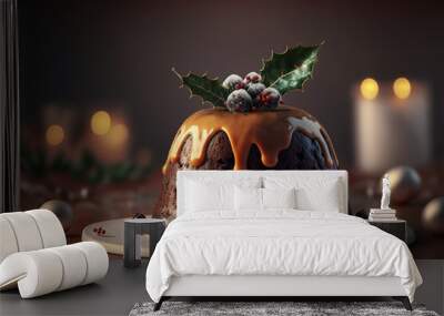 Christmas Pudding on a plate Wall mural