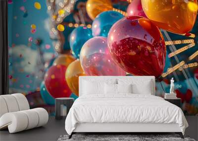 Colorful balloons at a funfair event Wall mural