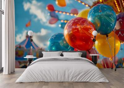 Colorful balloons at a funfair event Wall mural