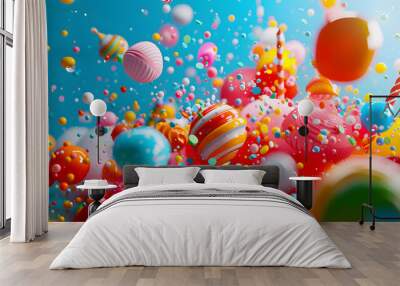 colorful carnival supplies explosion, 3d Wall mural