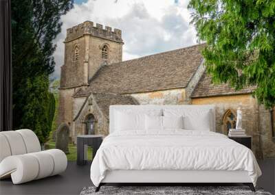 The Anglo-Saxon Church of the Holy Rood in the village of Daglingworth,  Cotswolds, Gloucestershire, United Kingdom Wall mural