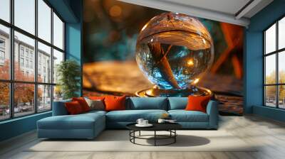 crystal ball to predict the future. Dramatic lighting. Wall mural