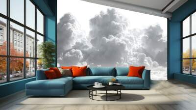 Cutout clean white cloud transparent backgrounds special effect 3d illustration Wall mural