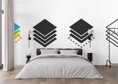 Layer icon. Colored pattern level symbol. Sign platform vector flat. Wall mural