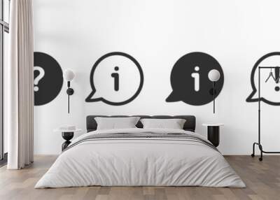 Question, exclamation and information mark with speech bubble icon set. Vector illustration design. Wall mural