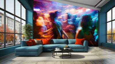 Drunk party with people motion blur view long exposure, concept of Celebration Wall mural