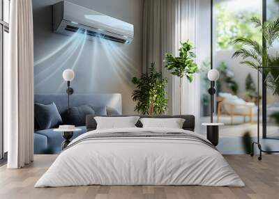 Energy efficient air conditioner with fresh natural in a modern living room. Wall mural