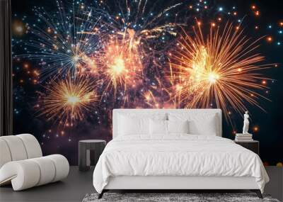 Firework show celebration: a night of colorful explosions and excitement for everyone to enjoy Wall mural