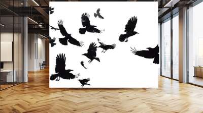 flock of flying crows , png file of isolated cutout object on transparent background.:: Wall mural