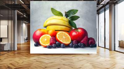 Fresh mixed fruit diet isolated Wall mural