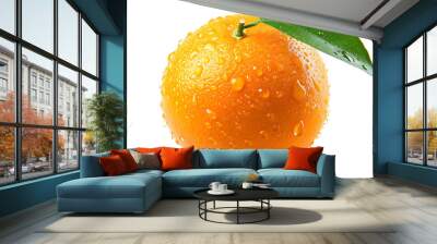 Fresh orange fruit with water droplets isolate on white background.  Wall mural