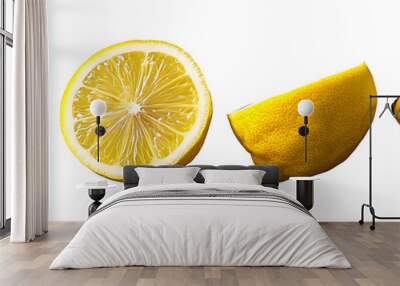 Fresh whole, half and sliced lemon Wall mural