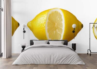 Fresh whole, half and sliced lemon Wall mural