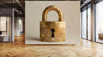 golden padlock isolated Wall mural