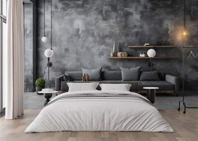 gray and empty home with decored walls lamps Wall mural