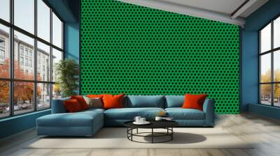 green metal grid with dots pattern background. Wall mural