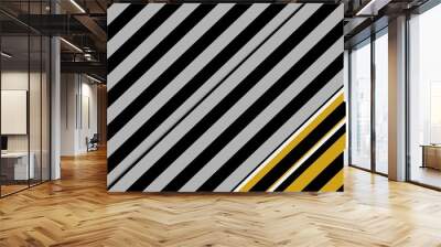 grey and black stripes pattern with contrasting yellow and black  Wall mural