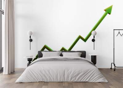 Green stock chart arrow 3d render png with transparent background Wall mural